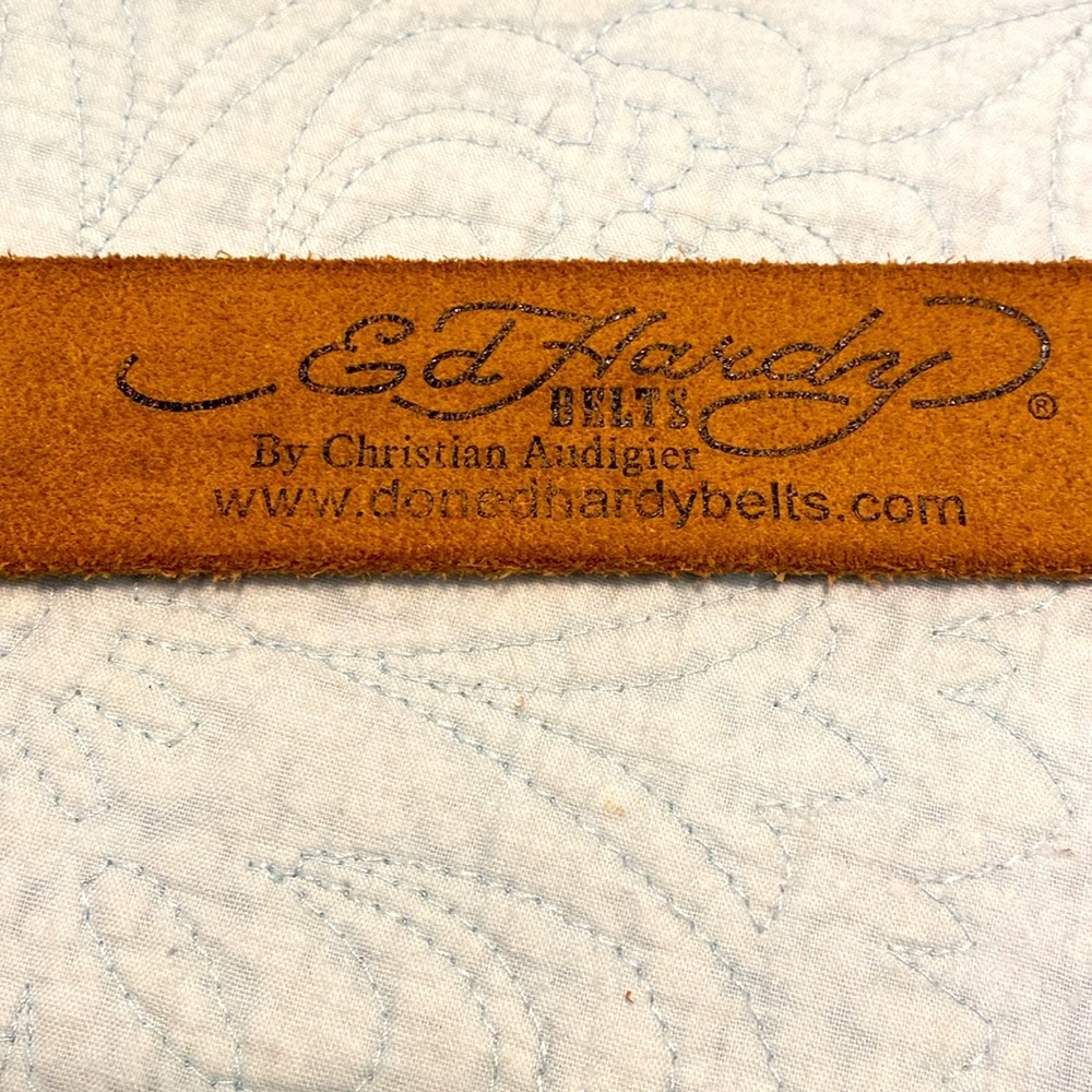 Ed Hardy Vintage Purple Belt with Gold Buckle - Picture 2 of 10